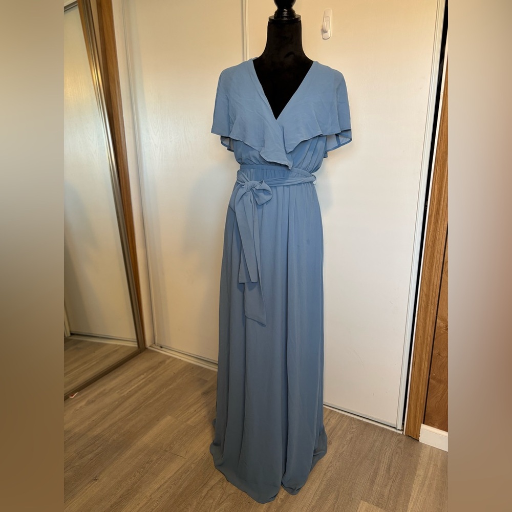 Show Me Your Mumu Size Small Audrey Empire Maxi Dress blue wedding Chiffon NWT
